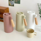 Thermos Jug Vacuum-Insulated Borosilicate Glass Wooden Handle