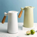 Thermos Jug Vacuum-Insulated Borosilicate Glass Wooden Handle