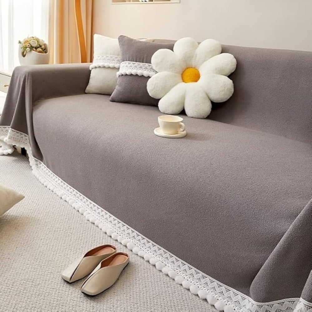 Thick Chenille Non-Slip Lace-Edged Sofa Cover