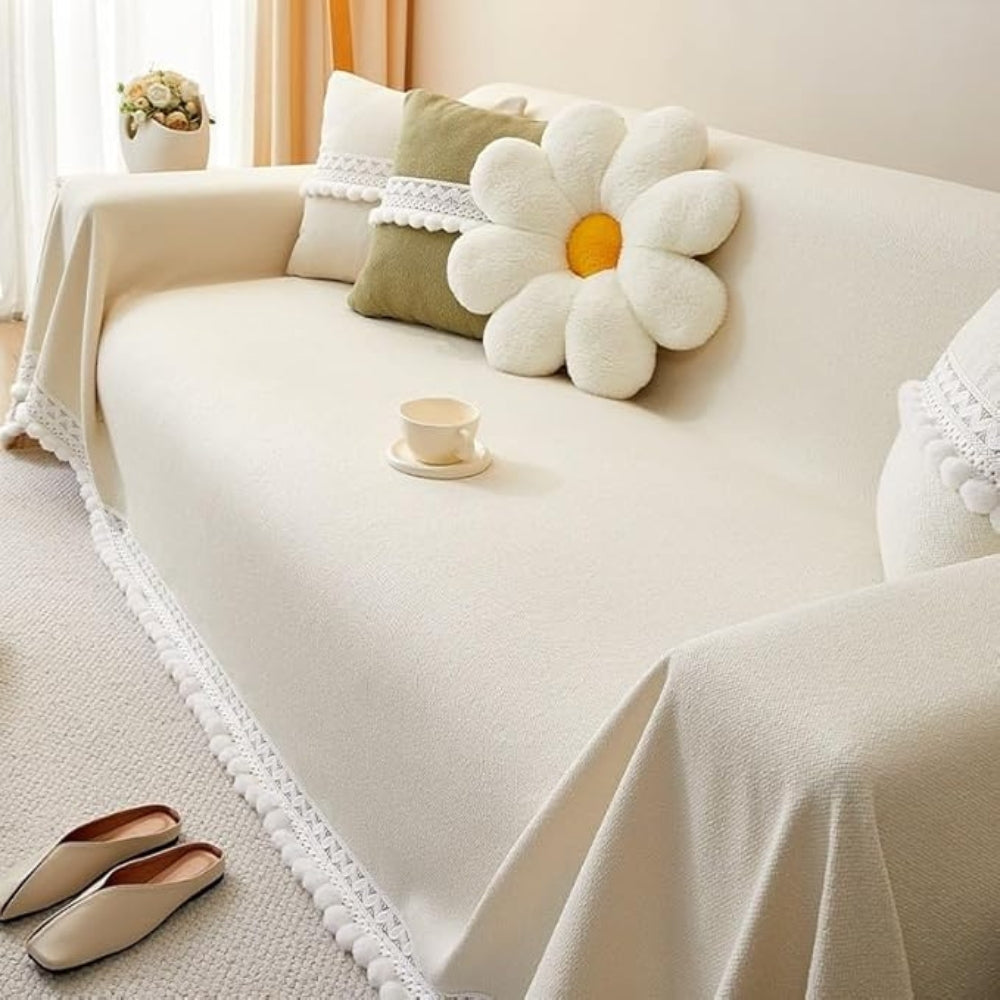 Thick Chenille Non-Slip Lace-Edged Sofa Cover