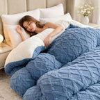 Thick Dual-Sided Velvet & Faux Cashmere Weighted Blanket (Machine-Washable)