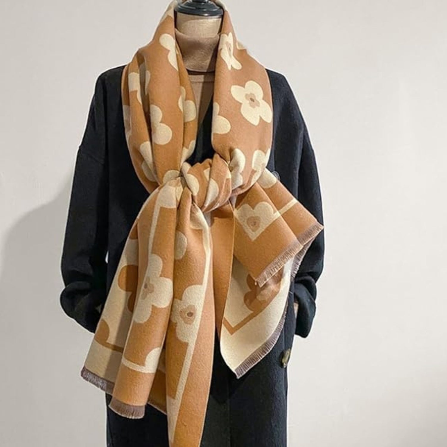 Thick Microfiber Floral Winter Scarf (73 x 25.5 in)