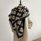 Thick Microfiber Floral Winter Scarf (73 x 25.5 in)