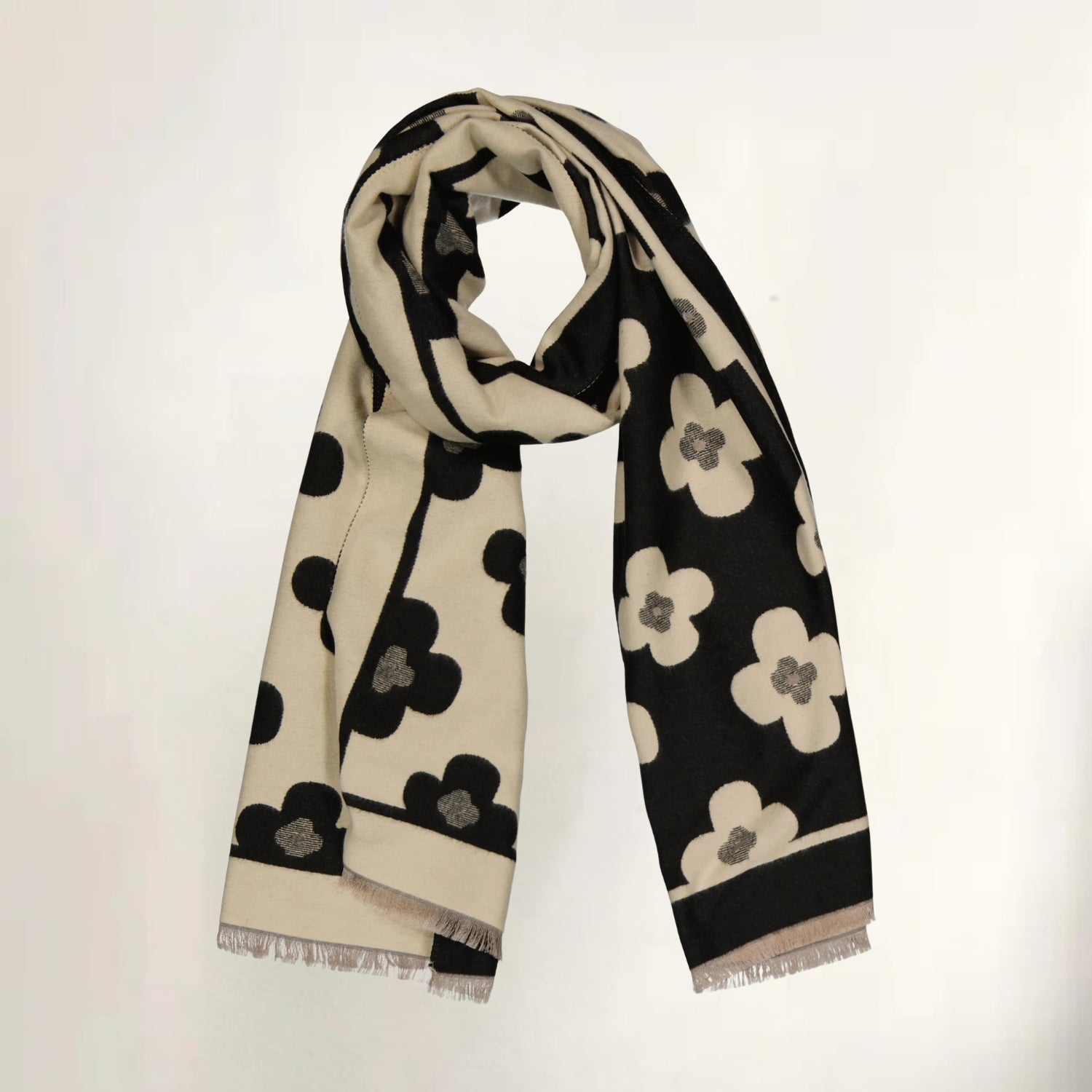 Thick Microfiber Floral Winter Scarf (73 x 25.5 in)