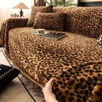Thick Plush Microfiber Leopard-Print Sofa Cover