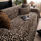 Thick Plush Microfiber Leopard Print Sofa Cover