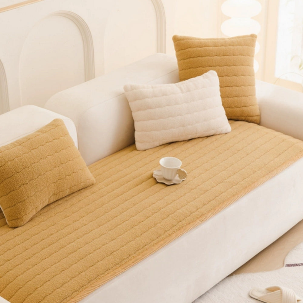 Thick Plush Microfiber Non-Slip Sofa Cover (Machine Washable)