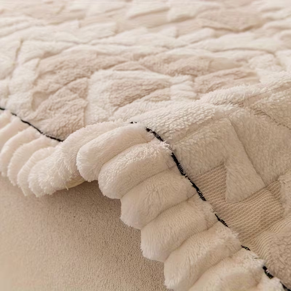 Thick Quilted Plush Sofa Cover (Anti-Slip Backing)