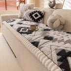 Thick Quilted Plush Sofa Cover (Anti-Slip Backing)