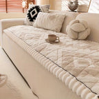 Thick Quilted Plush Sofa Cover (Anti-Slip Backing)