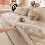 Thick Quilted Plush Sofa Cover (Anti-Slip Backing)