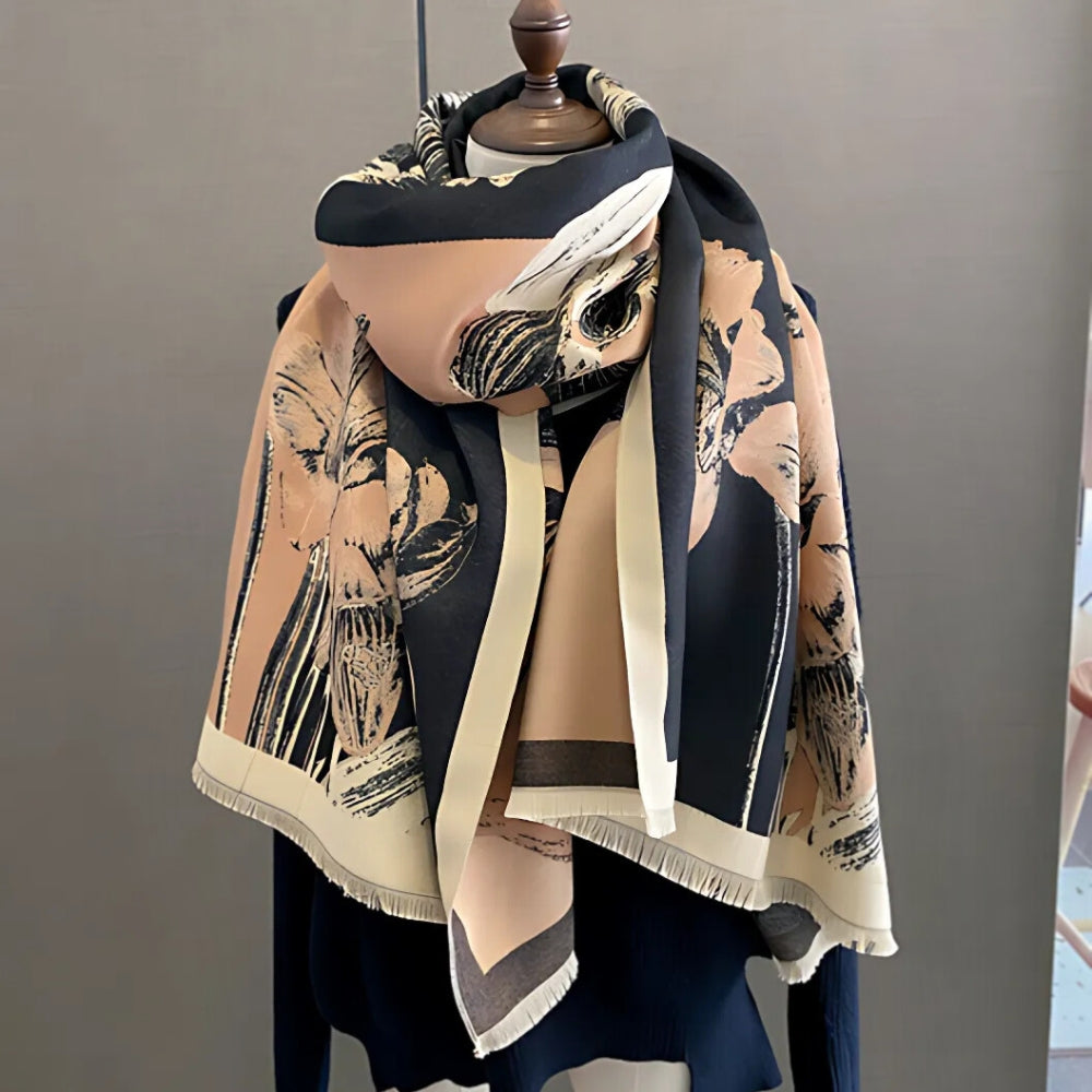 Thick Soft Woven Microfiber Floral Scarf & Shawl