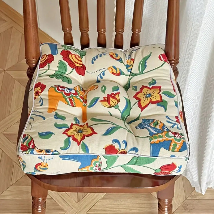 Thick Tufted Microfiber Square Chair Cushion (16 x 16 in)