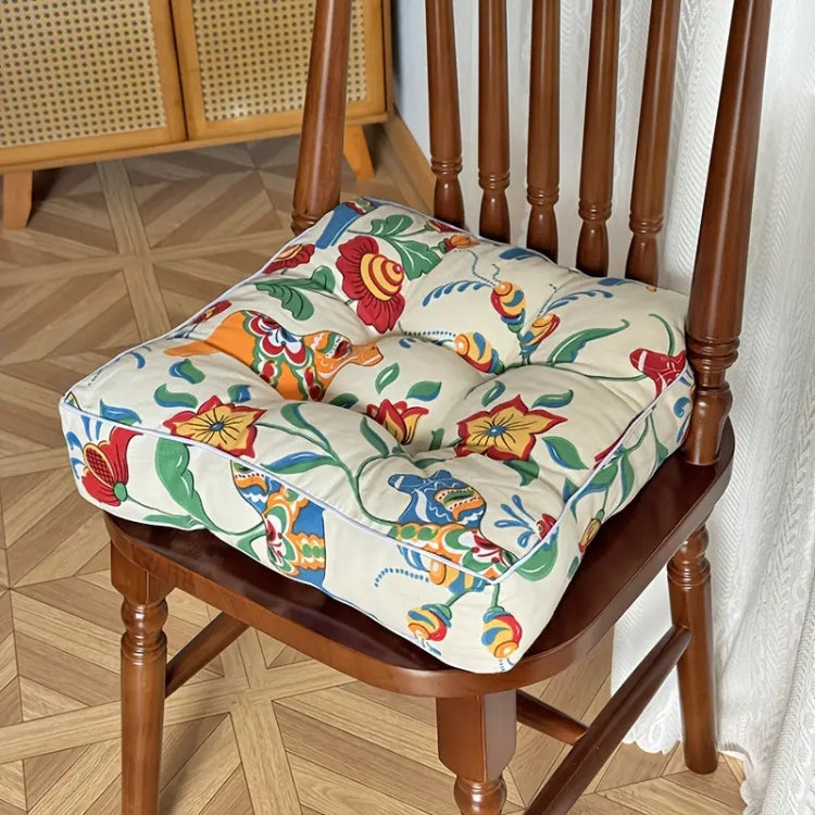 Thick Tufted Microfiber Square Chair Cushion (16 x 16 in)