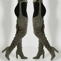 Thigh-High Boots Slouchy Pointed Toe Chunky Heel