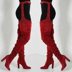 Thigh-High Boots Slouchy Pointed Toe Chunky Heel