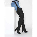 Thigh-High Boots Slouchy Pointed Toe Chunky Heel