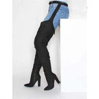 Thigh-High Boots Slouchy Pointed Toe Chunky Heel