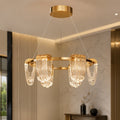Three-Color Dimming Adjustable-Height Circular Chandelier
