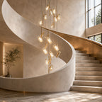 Three-Color LED Aluminum Staircase Chandelier (20-Light, Adjustable Height)