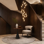 Three-Color LED Aluminum Staircase Chandelier (20-Light, Adjustable Height)