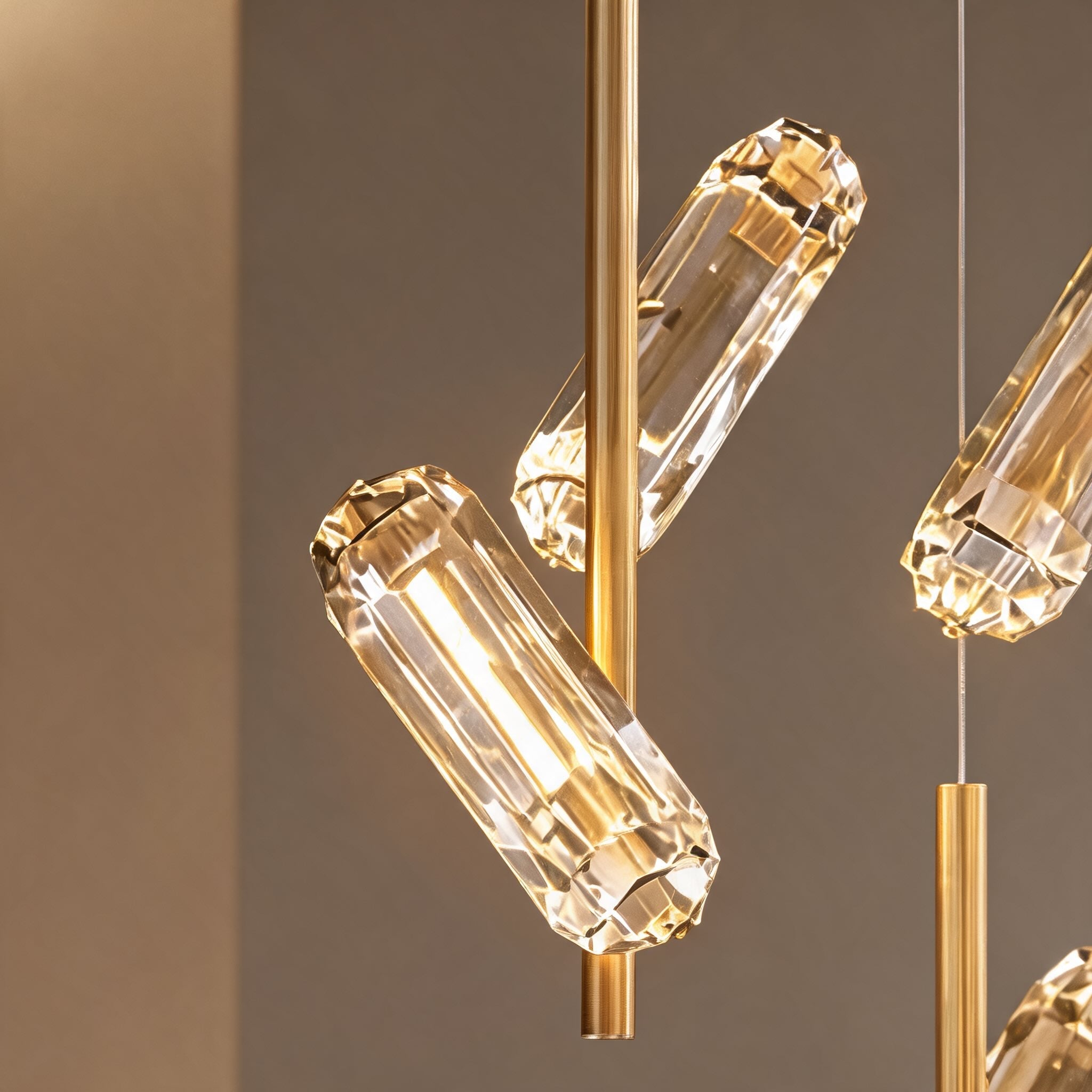 Three-Color LED Aluminum Staircase Chandelier (20-Light, Adjustable Height)