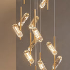 Three-Color LED Aluminum Staircase Chandelier (20-Light, Adjustable Height)