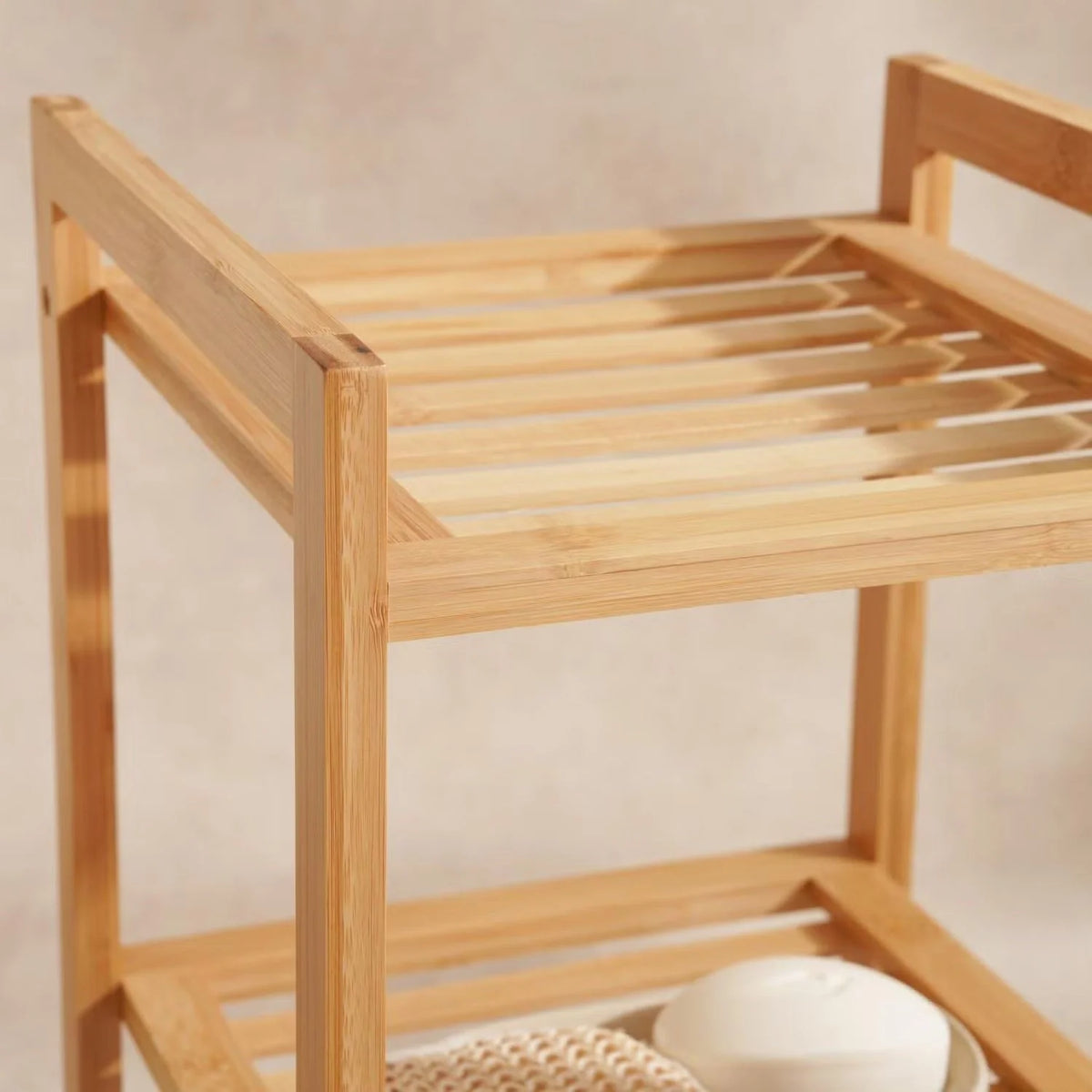 Three-Tier Bath Rack Slim Space-Saving Bamboo