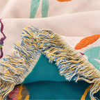 Throw Blanket 100% Cotton Boho Tassels Queen