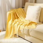 Throw Blanket 100% Cotton Fringe Machine Washable