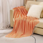 Throw Blanket 100% Cotton Fringe Machine Washable