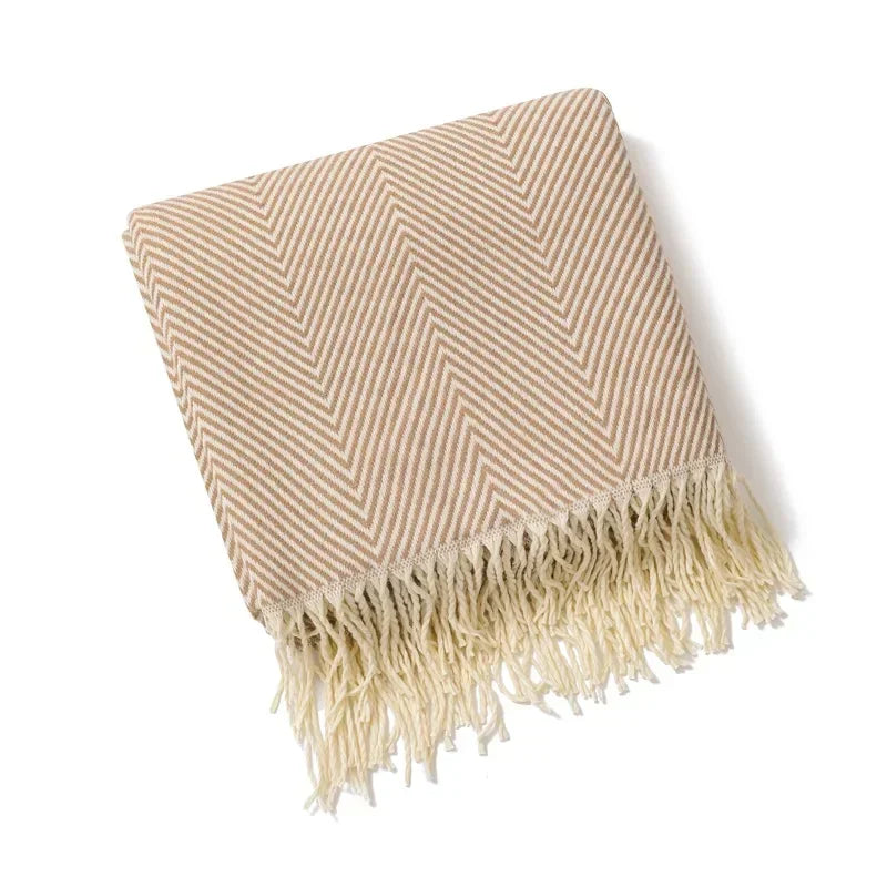 Throw Blanket 100% Cotton Fringe Machine Washable