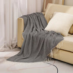 Throw Blanket 100% Cotton Fringe Machine Washable