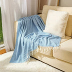 Throw Blanket 100% Cotton Fringe Machine Washable