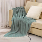 Throw Blanket 100% Cotton Fringe Machine Washable