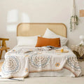 Throw Blanket Bohemian Mandala 100% Cotton Machine Washable