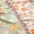 Throw Blanket Boho Floral Woven Fringe Machine Washable