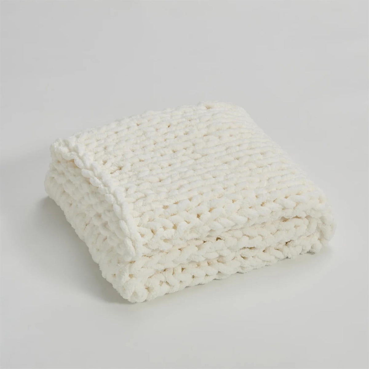 Throw Blanket Chenille Chunky Hand-Knotted Machine Washable