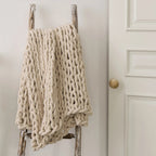Throw Blanket Chenille Chunky Hand-Knotted Machine Washable
