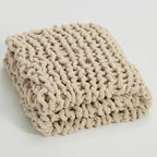 Throw Blanket Chenille Chunky Hand-Knotted Machine Washable