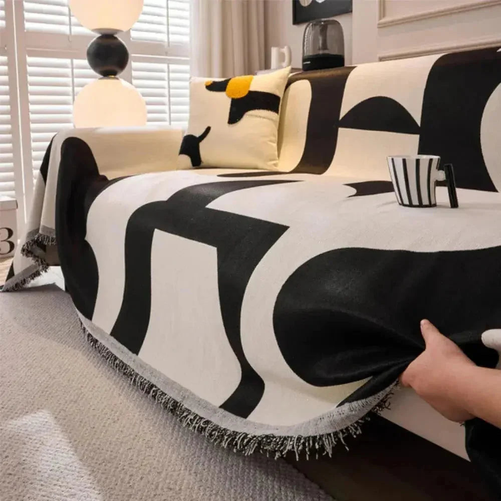 Throw Blanket Chenille Velvety Soft Checked Machine Washable