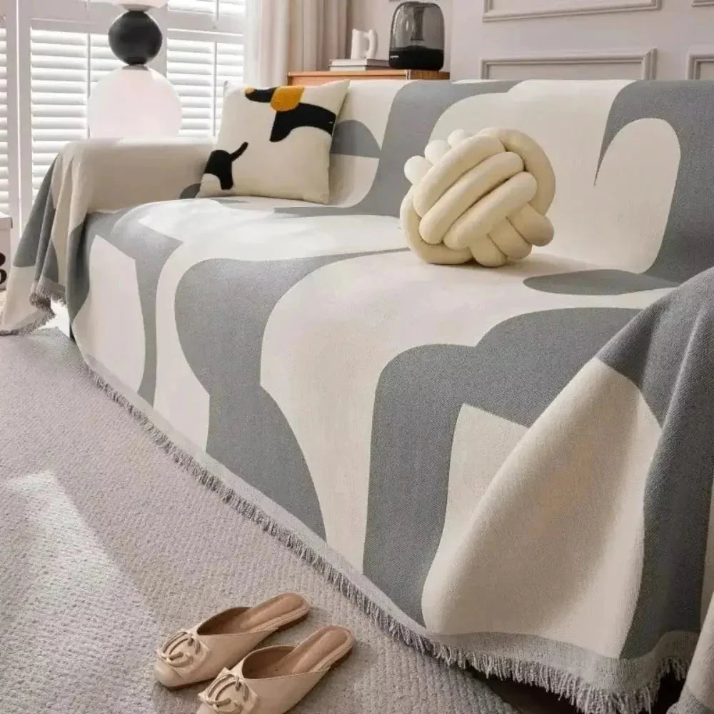 Throw Blanket Chenille Velvety Soft Checked Machine Washable