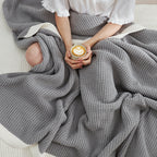 Throw Blanket Chenille Waffle Knit Ultra-Soft & Machine Washable