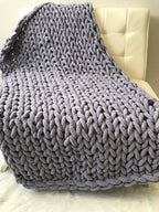Throw Blanket Chunky Cable Knit Ultrasoft Chenille Machine Washable