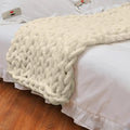 Throw Blanket Chunky Chenille Cable Knit