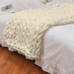 Throw Blanket Chunky Chenille Cable Knit