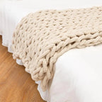 Throw Blanket Chunky Chenille Cable Knit