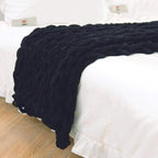 Throw Blanket Chunky Chenille Cable Knit