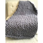 Throw Blanket Chunky Chenille Cable Knit