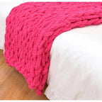Throw Blanket Chunky Chenille Cable Knit